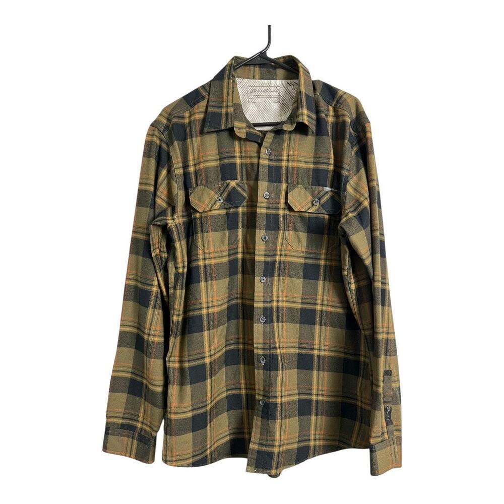 Eddie Bauer LT Mens Grunge Flannel Shirt Button Down Distressed Gorpcore Utility